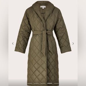 Monsoon Puffer Trench Coat Green/Khaki